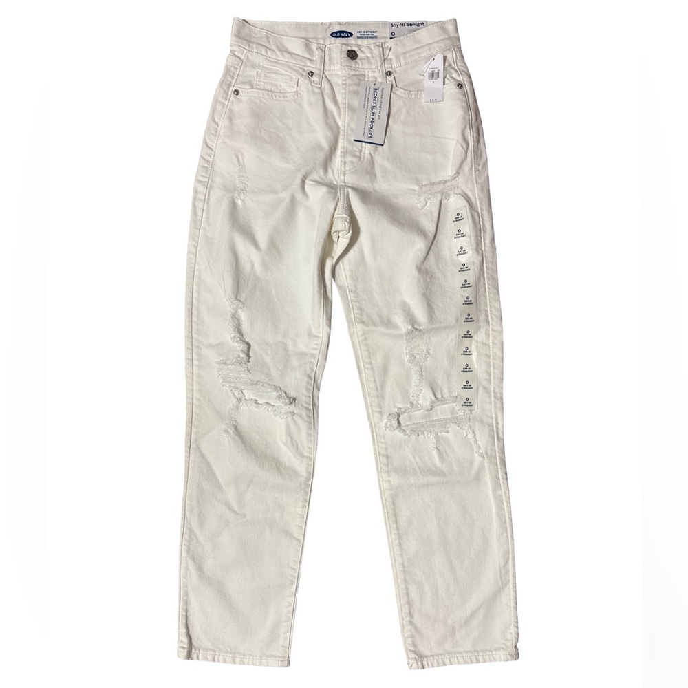 Old Navy White Straight Leg Jeans